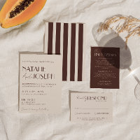 Classy Chocolate Brown Old Money Stripes Wedding 