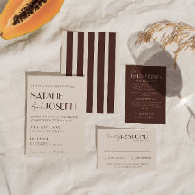 Classy Chocolate Brown Old Money Stripes Wedding 