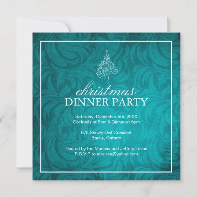 Classy Christmas Dinner Party Invitation (Front)