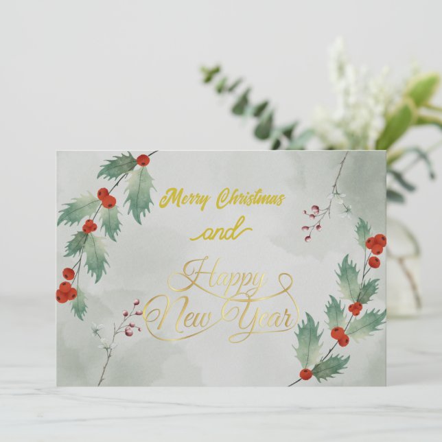Classy Christmas & New Year Card with Logo 2026 (Standing Front)