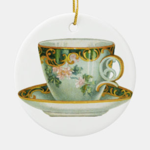 Classy Christmas Ornament Ceramic Round Teacup