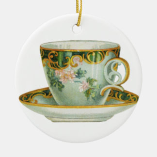 Classy Christmas Ornament Ceramic Round Teacup