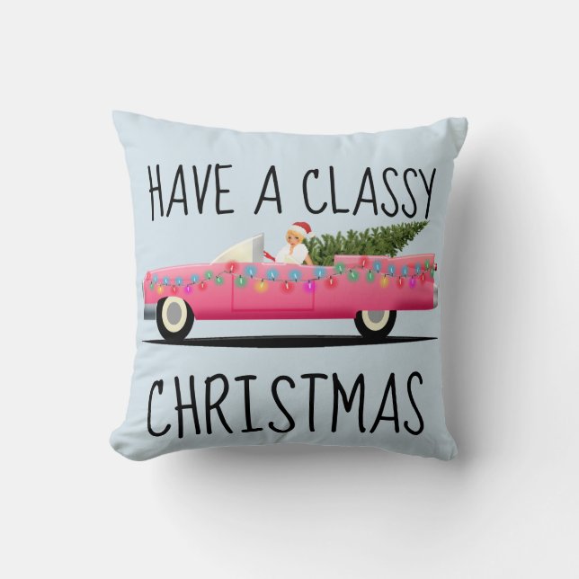CLASSY CHRISTMAS PINK CLASSIC CAR PILLOWS (Front)