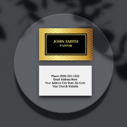 Classy Church Pastor Gold And Black Business Cards
