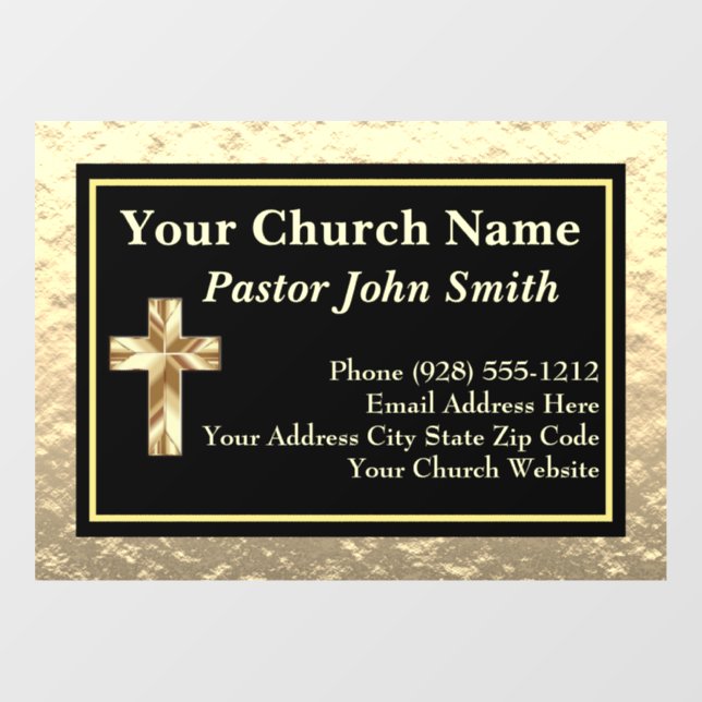Classy Church Pastor Gold And Black  Window Cling (Sheet)
