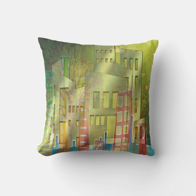 Classy cityscape buildings print accessory cushion (Front)