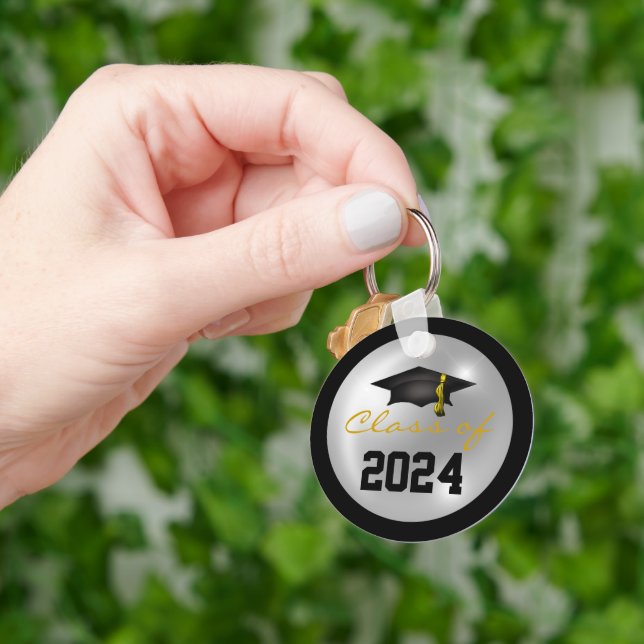 Classy Class of 2024 Graduation Cap Key Ring (Hand)