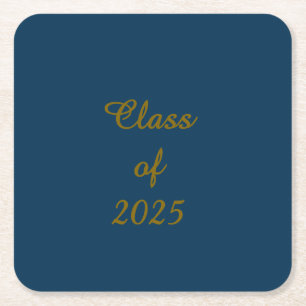 Classy Class of 2025 Square Paper Coaster