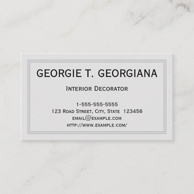 Classy & Clean Interior Decorator Business Card (Front)