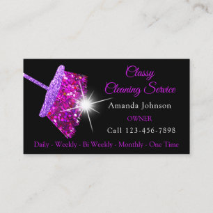 Classy Cleaning Residence Service Pink Purple Maid Business Card