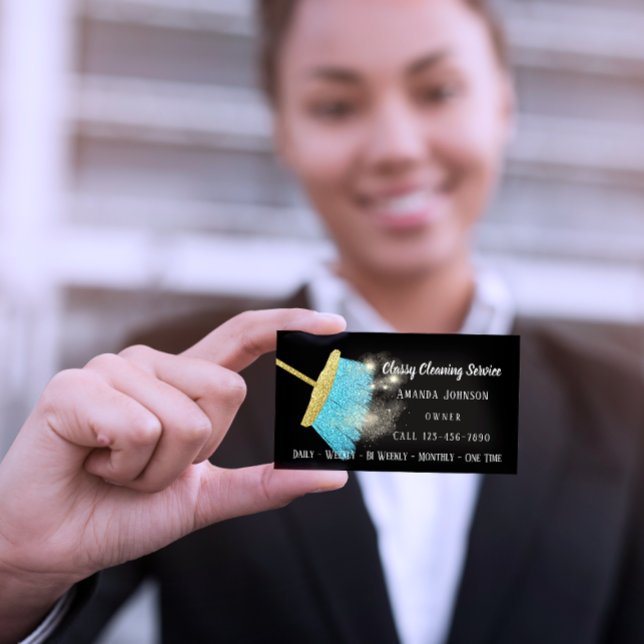 Classy Cleaning Service Elegant Sparkly Business Card (Creator Uploaded)