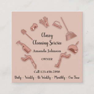Classy Cleaning Service Gold Logo Maid House VIP Square Business Card