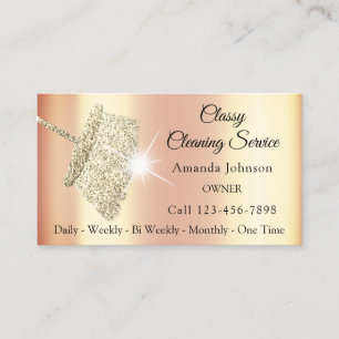 Classy Cleaning Service Maid Gold Coral Hausekeepe Business Card