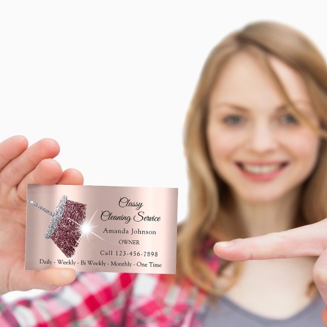 Classy Cleaning Service Maid Gold Silver Rose Business Card (Creator Uploaded)