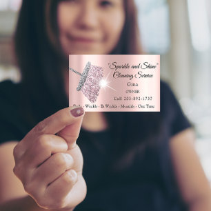 Classy Cleaning Service Maid Grey Silver Rose  Magnetic Business Card