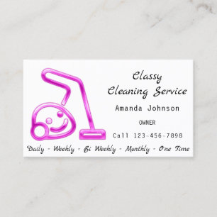 Classy Cleaning Service Maid Vacuum Cleaner Pink  Business Card