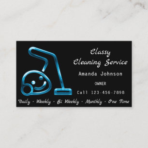 Classy Cleaning Service Maid Vacuum Cleaner Smile  Business Card