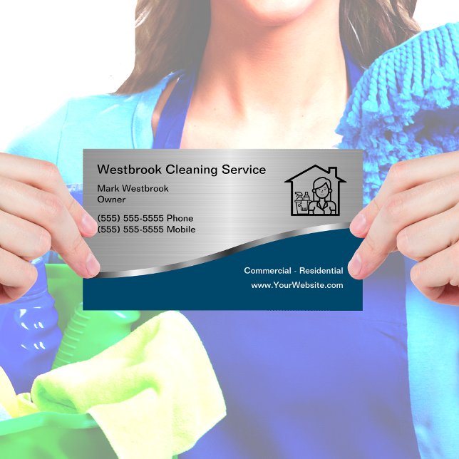 Classy Cleaning Service Modern Business Cards (Creator Uploaded)