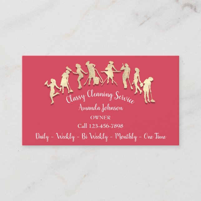 Classy Cleaning Services Gold Logo Maid Candy Business Card (Front)