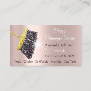 Classy Cleaning Services Maid Gold Silver Rose Business Card