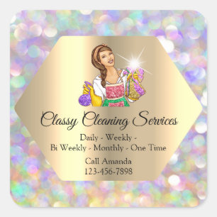Classy Cleaning Services Maid Housekeeper Girl Square Sticker