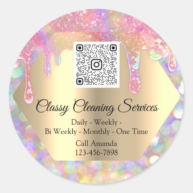 Classy Cleaning Services Maid Housekeeper QR Code  Classic Round Sticker (Front)