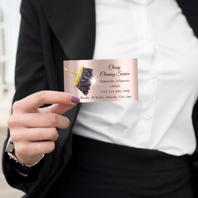Classy Cleaning Services Maid Silver Rose House Magnetic Business Card (Classy Cleaning Services Maid Silver Rose House Business Card Magnet)