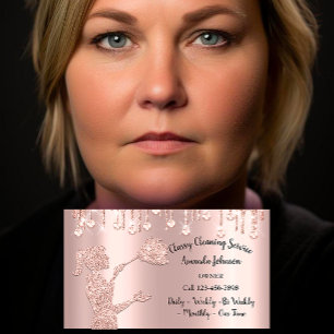 Classy Cleaning Services Rose Logo Maid Diamond Business Card