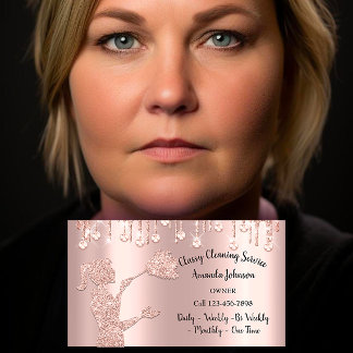 Classy Cleaning Services Rose Logo Maid Diamond Business Card