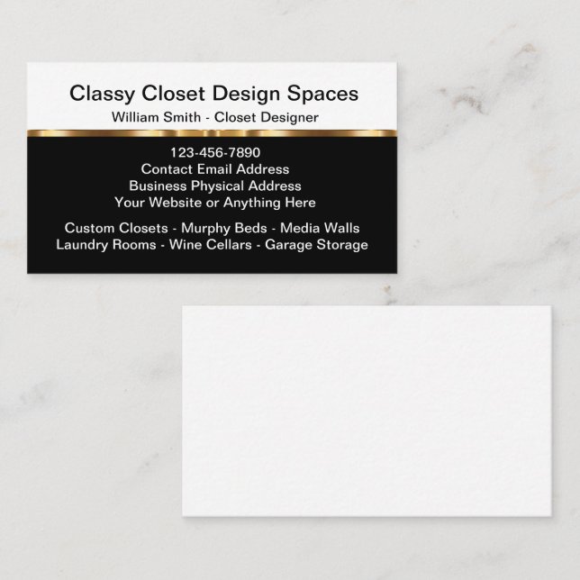 Classy Closet Design Business Cards (Front/Back)