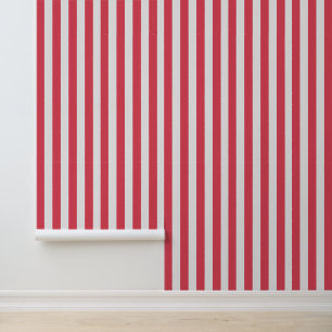 Classy Coastal Chic Coral White Stripes Wallpaper