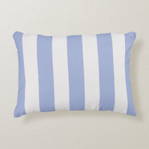 Classy Coastal Chic Light Blue White Stripes Decorative Cushion