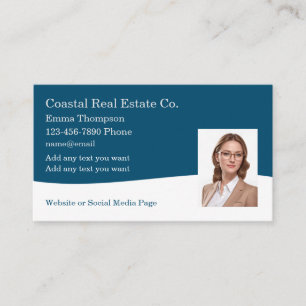 Classy Coastal Real Estate Photo Template Business Card