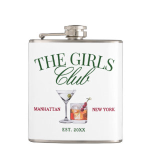Classy Cocktails Green & Red Girl's Club Hip Flask