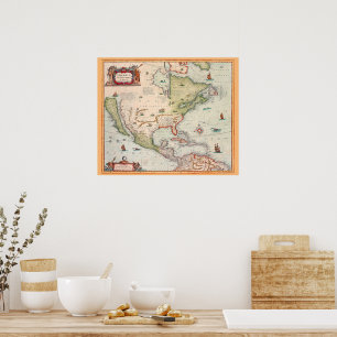 Classy Colorful Vintage Pictorial Map of America Poster