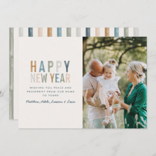 Classy colourful 1 photo new years card