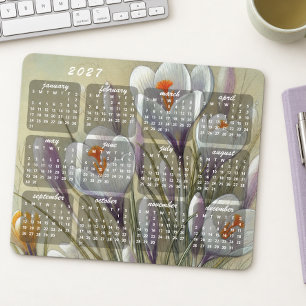 Classy Colourful Elegant Floral 2027 Calendar Mouse Mat