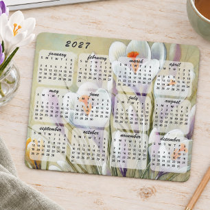 Classy Colourful Elegant Floral 2027 Calendar Mouse Mat