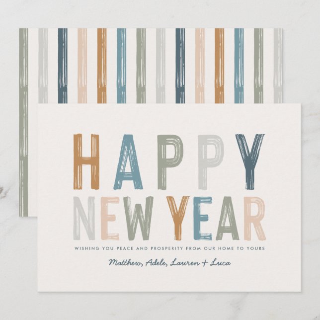Classy colourful new years card (Front/Back)