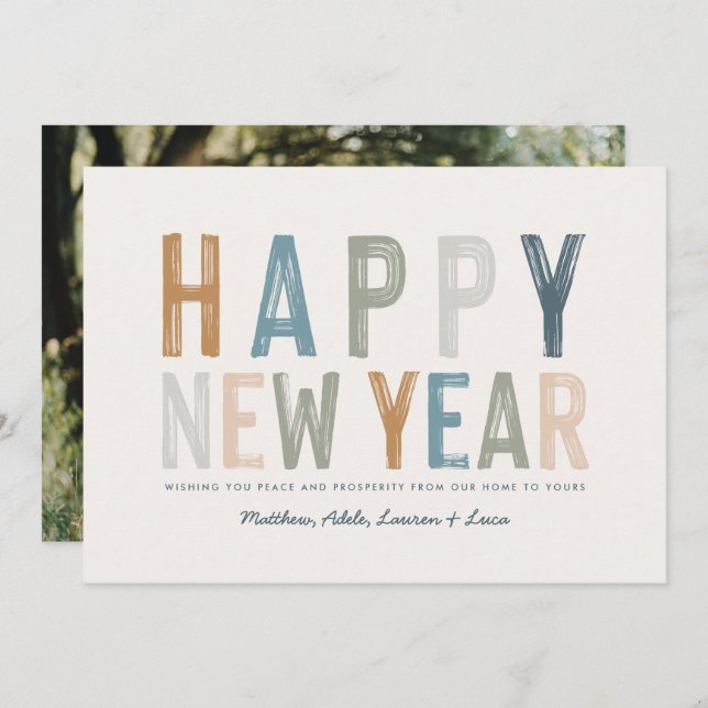 Classy colourful photo new years card (Front/Back)