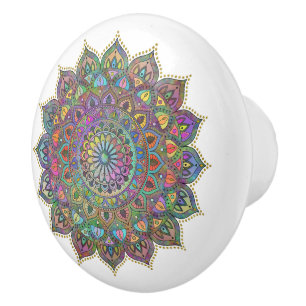 Classy Colourfully Mandala India Style 1 Ceramic Knob
