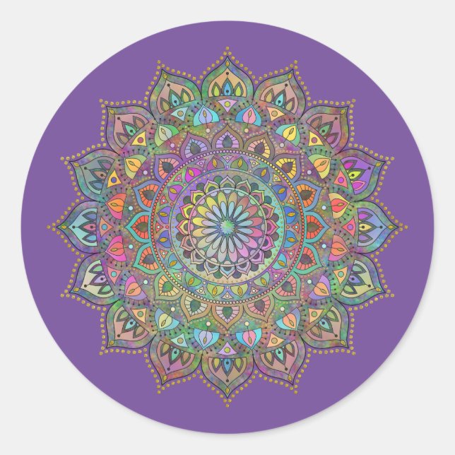 Classy Colourfully Mandala India Style 1 Classic Round Sticker (Front)