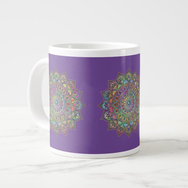 Classy Colourfully Mandala India Style 1 Large Coffee Mug (Front Left)