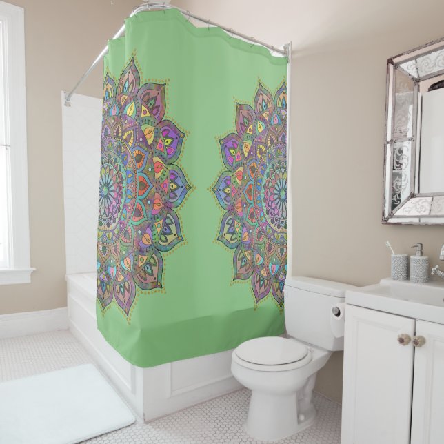 Classy Colourfully Mandala India Style 1 Shower Curtain (In Situ)