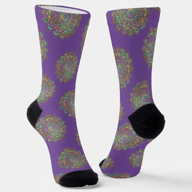 Classy Colourfully Mandala India Style 1 Socks (Angled)