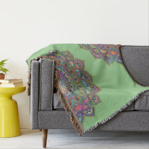 Classy Colourfully Mandala India Style 1 Throw Blanket