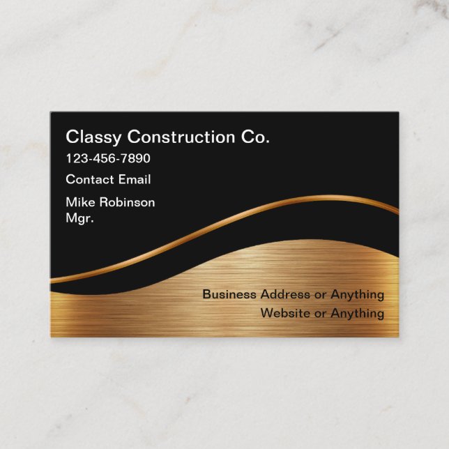 Classy Construction Modern Business Cards (Front)