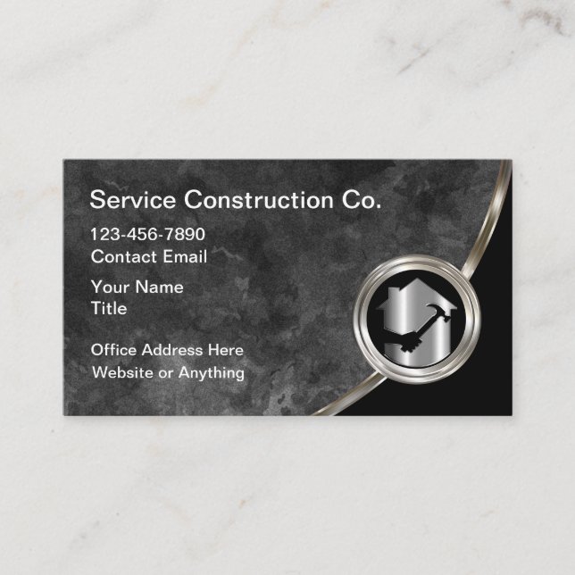 Classy Construction Services Business Cards (Front)