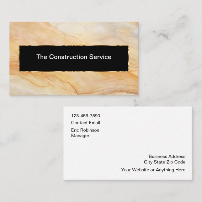 Classy Construction Services Modern Business Cards (Front/Back)