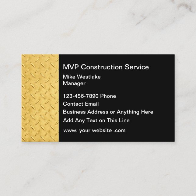 Classy Construction Simulated Metal Grating Business Card (Front)